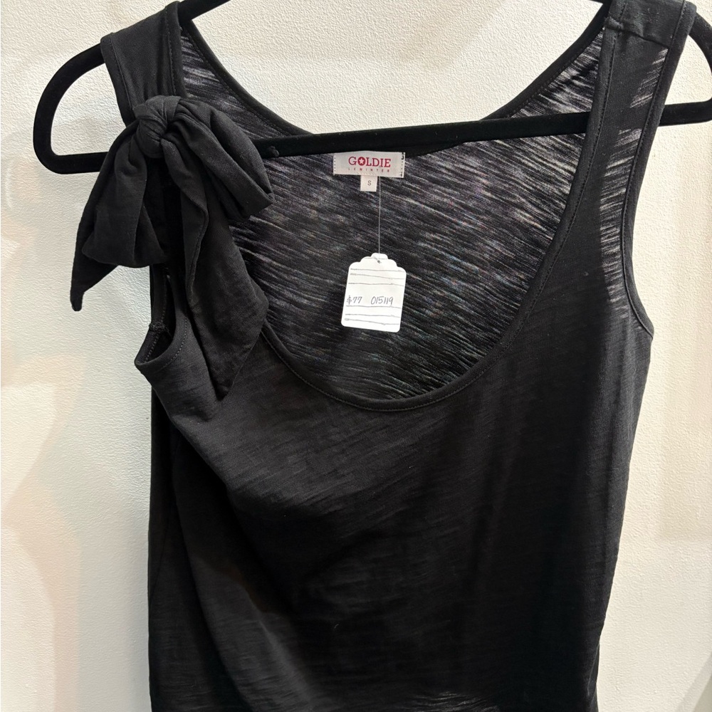 Goldie Black Tank Top with Tie Front Detail and Sleeveless Design